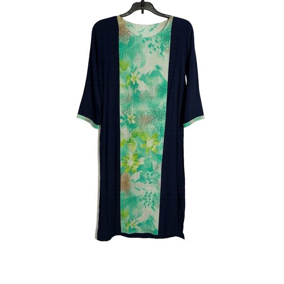 Women’s Indian Kurti Tunic Dress XL Blue Green Embroidered Ethnic Boho Bollywood - Picture 5 of 9